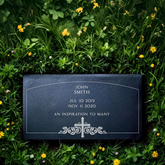 24x12x3 Black Granite Flat Headstone – Deep Sandblasted Engraving, No Lasering