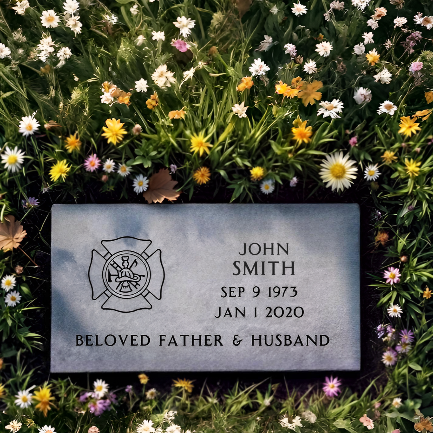 16x8x3 grey granite headstone sandblasted engraving